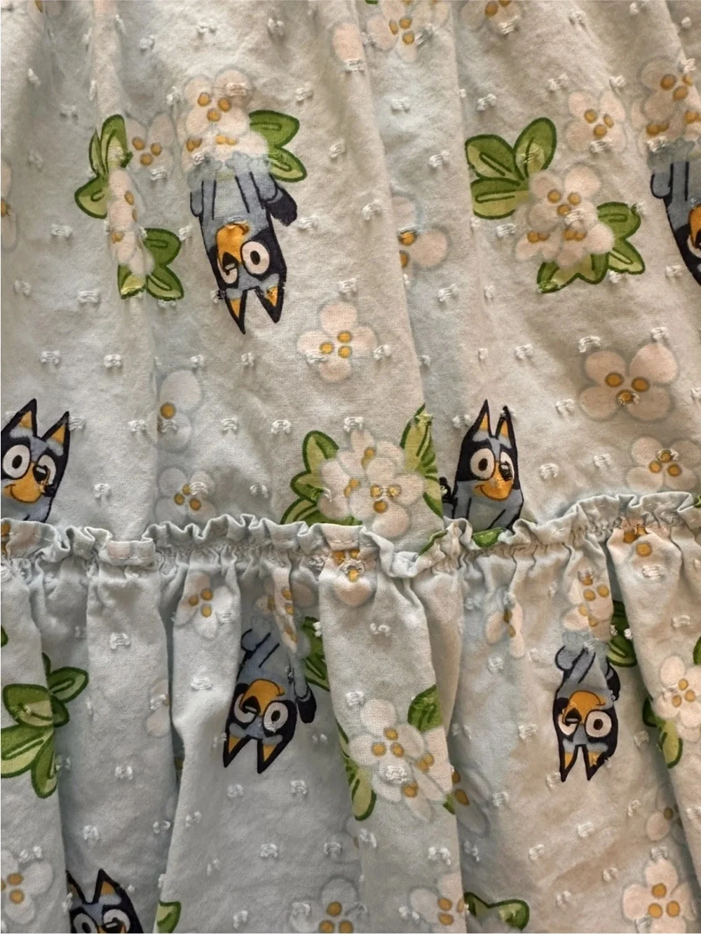 Bluey 5t Light Blue Floral & Character Tiered Sundress